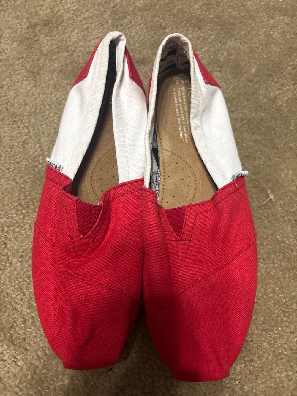 TOMS Red Canvas Slip-On Kids Shoes
